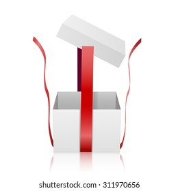 Vector surprise inside open gift box design template. Elements are layered separately in vector file.