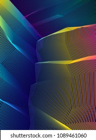 Vector surreal illusion art for design, line art 3d dimensional textured inner space, hallucinogen drug trip theme. Fantastic psychedelic trendy modern op art, optical dimensional illusion.