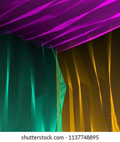 Vector surreal illusion art for design, line art 3d dimensional textured inner space, hallucinogen drug trip theme. Fantastic psychedelic trendy modern op art, optical dimensional illusion.