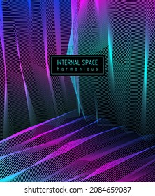 Arte de ilusión surrealista vectorial para el diseño, línea art 3d espacio interior texturizado dimensional, tema de viaje de drogas alucinógenas. Fantástico arte psicodélico moderno de moda, ilusión óptica dimensional.
