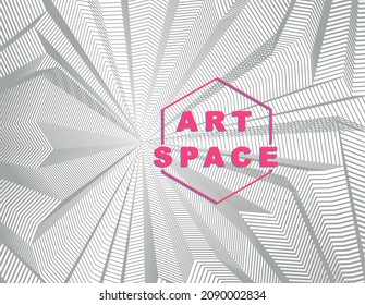 Vektorsurreale Illusionskunst für Design, 3D-3D-strukturierter Innenraum, halluzinogener Droge-Trip Thema. Fantastische psychedelische trendy moderne op art, optische dimensionale Illusion.