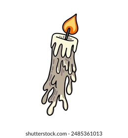 Vector of a surreal melted candle. Halloween illustration on a white background. Design elements for logo, badges, banners, labels, posters
