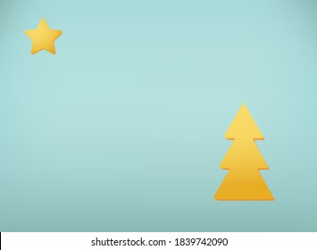 Ilustración del surrealismo vector. Tarjeta de Año Nuevo con estrella colgante y un árbol. EPS 10
