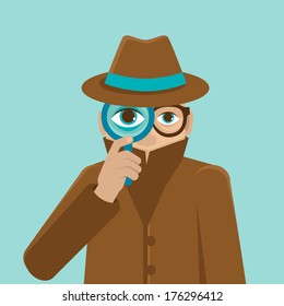 Vector surveillance and control concept - detective illustration in flat style - big brother is watching you