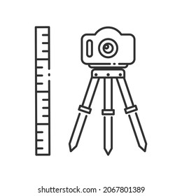 Umriss-Icon, Erkundung und Messung von 4000x4000 Pixel für Vektorgrafik, bearbeitbarer Strich-Hintergrund
