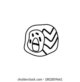 Vector sushi with a black line. Simple food and cooking illustration in doodle style on a white isolated background hand drawn. Design for social networks,web,advertising,banners,menus,recipes.