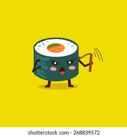 Vector sushi cartoon character illustration