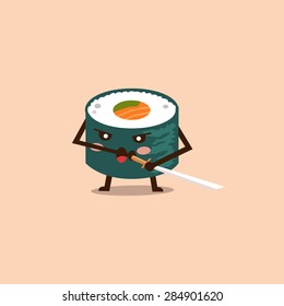 Vector sushi cartoon character illustration