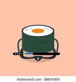 Vector sushi cartoon character illustration