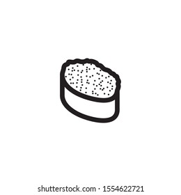 Vector sushi with caviar. Flat illustration of sushi with flying fish caviar isolated on white background. Icon vector illustration sign symbol.