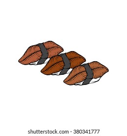 Vector sushi hand drawn illustration on white background