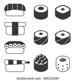 Vector sushi icon set