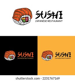 vector sushi logo isolated on different colors