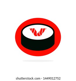 Vector Sushi Logo Letter V. V Sushi Letter Design Vector
