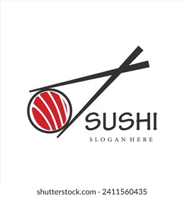 Vector sushi  restaurant logo design inspiration template