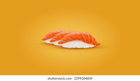 Vector Sushi, Rice and Salmon. Asian food. 