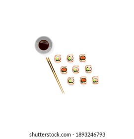 Vector de rollos de sushi aislado en fondo blanco 