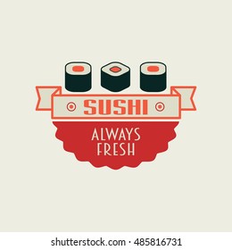 Vector sushi rolls logo, badge or symbol template