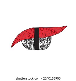 Vector sushi with salmon fish sketch isolated
