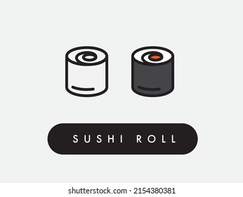 Vector sushi salmon roll icon illustration