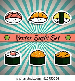 Vector sushi set