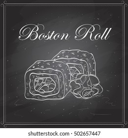 Vector sushi sketch, Boston roll