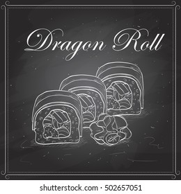 Vector sushi sketch, Dragon roll