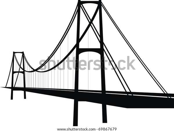 Vector Suspension Cable Bridge Isolated Illustration Stock Vector ...