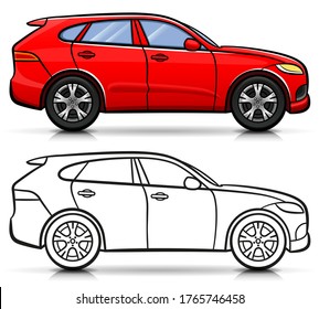 Vector suv car cartoon isolated