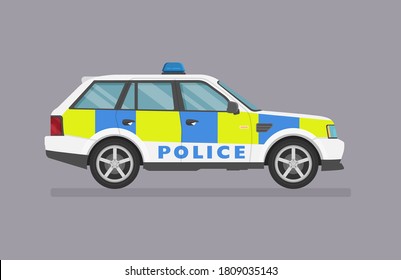 Vector suv car. English car police car side view on white background. svg