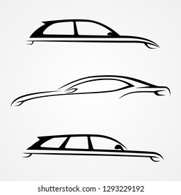 Vector SUV and car sport element silhouette style for business symbol. Car shop or transport and auto vector symbol. Vector illustration EPS.8 EPS.10