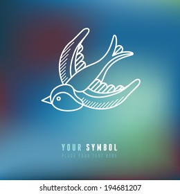 Vector swallow illustration in outline style 