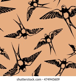 Vector swallow seamless pattern for cards, background, wrapping paper and other design