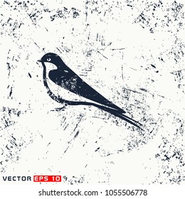 vector swallow silhouette on grunge background