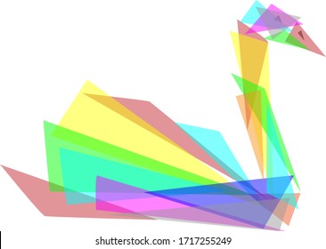 vector - swan  colored glass triangle - isolated on background