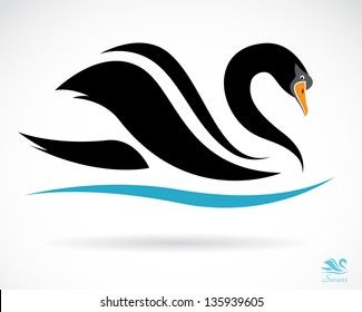 Vector of a swan design on a white background. Black Bird. Wildlife. Animal. Easy editable layered vector illustration.