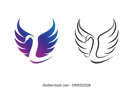 Vector of swan design on white background. Easy editable layered vector illustration. Wild Animals. 