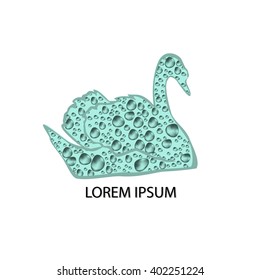 Vector swan with drops water. 