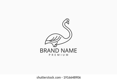 Vector of Swan Goose Line Art Logo Template suitable for nature, farm bird product and service