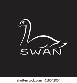 Vector of a swan on black background. Wild Animals.