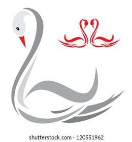 Vector of swans design on white background. Wild Animal. Bird. Easy editable layered vector illustration.