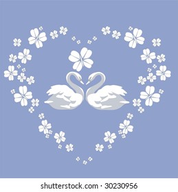 Vector. Swans and heart