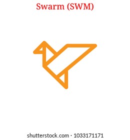 Vector Swarm (SWM) digital cryptocurrency logo. Swarm (SWM) icon. Vector illustration isolated on white background.