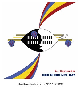 Vector Swaziland Independence Day 6th September Celebration Card. creative flag color lines with emblem isolated on white background. Illustration