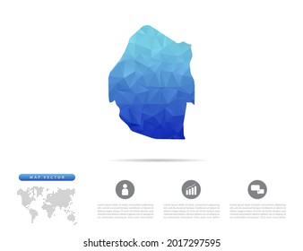 Mosaico del triángulo del polígono azul del vector de Swazilandia para su presentación. Concepto creativo para infografía.