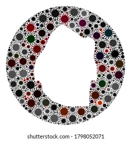 Vector Swaziland map collage of covid-2019 virus. Infection attacks the lockdown territory from out space. Hole round Swaziland map collage designed with infection icons.