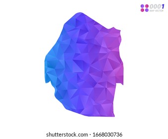 Vector Swaziland map colorful polygon triangle mosaic with white background. style gradient.