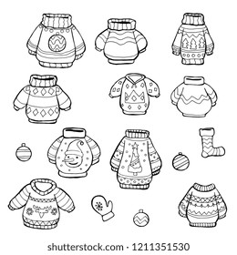 Vector sweater collection for coloring