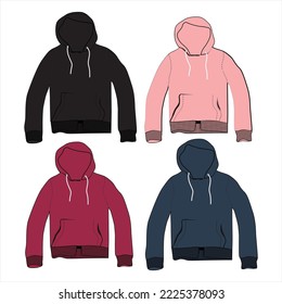 Vector Sweater-Kapuzenjacke Mock up, ideal für Referenzbeispiele von Jackentwürfen