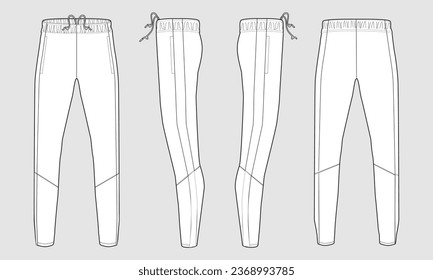 Vector sweatpants technical drawing fashion flat sketch vector illustration template